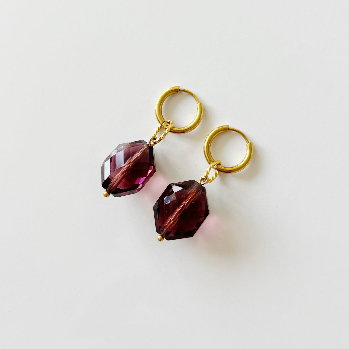 Boucles verre vintage -raisin-