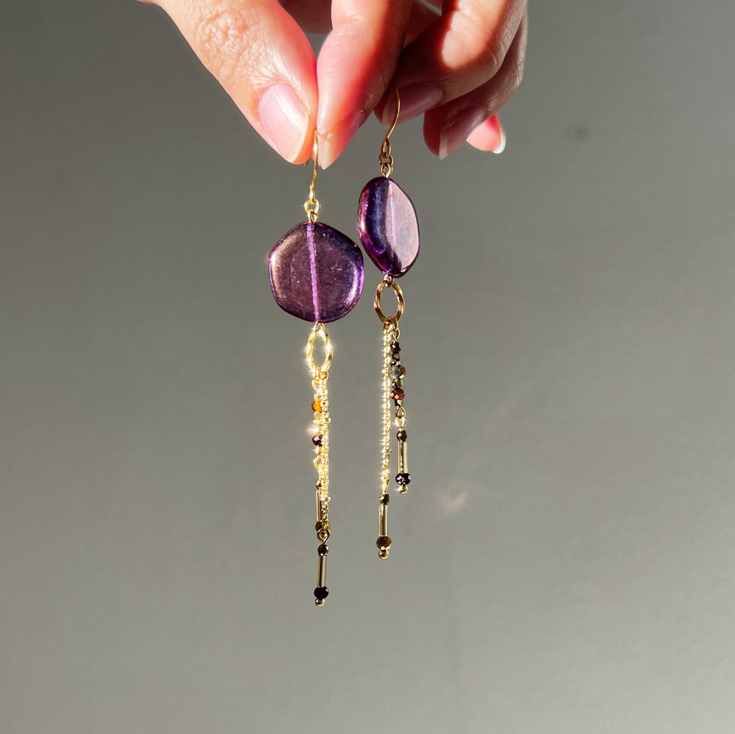 Sunset glass earrings -purple-