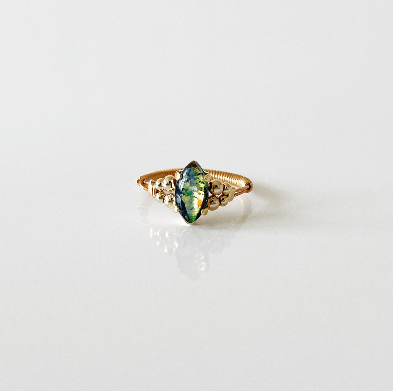 Cabochon ring -matcha vert-