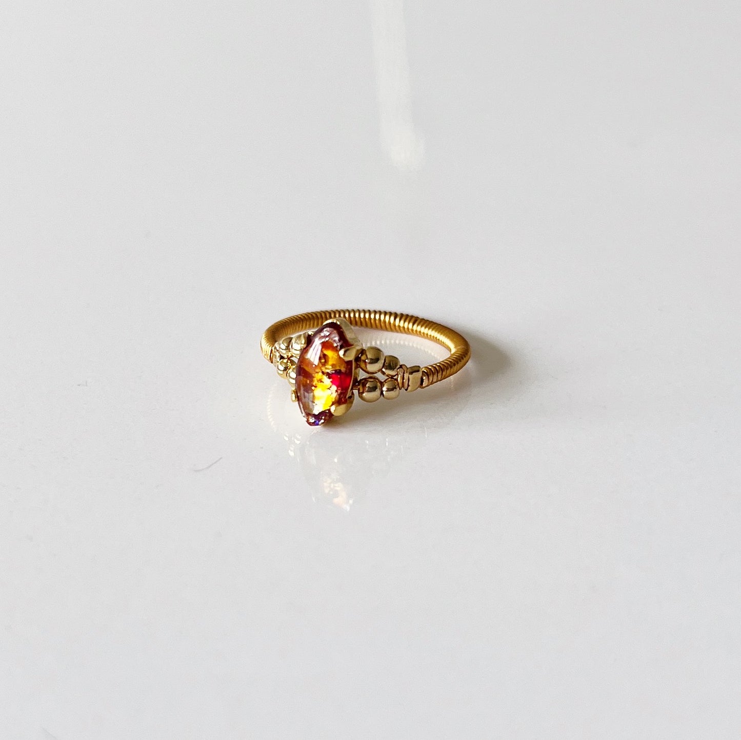 Cabochon ring -sunset rouge-