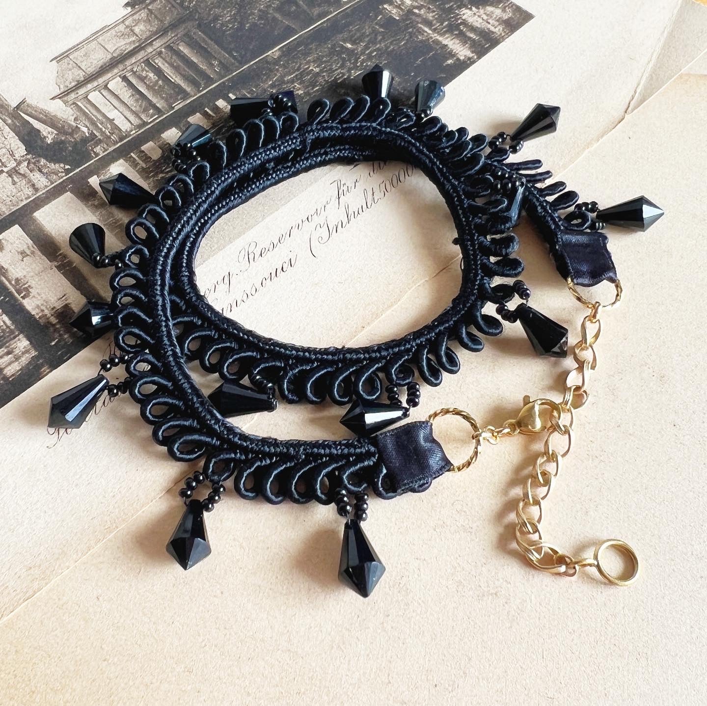 Antique ribbon choker