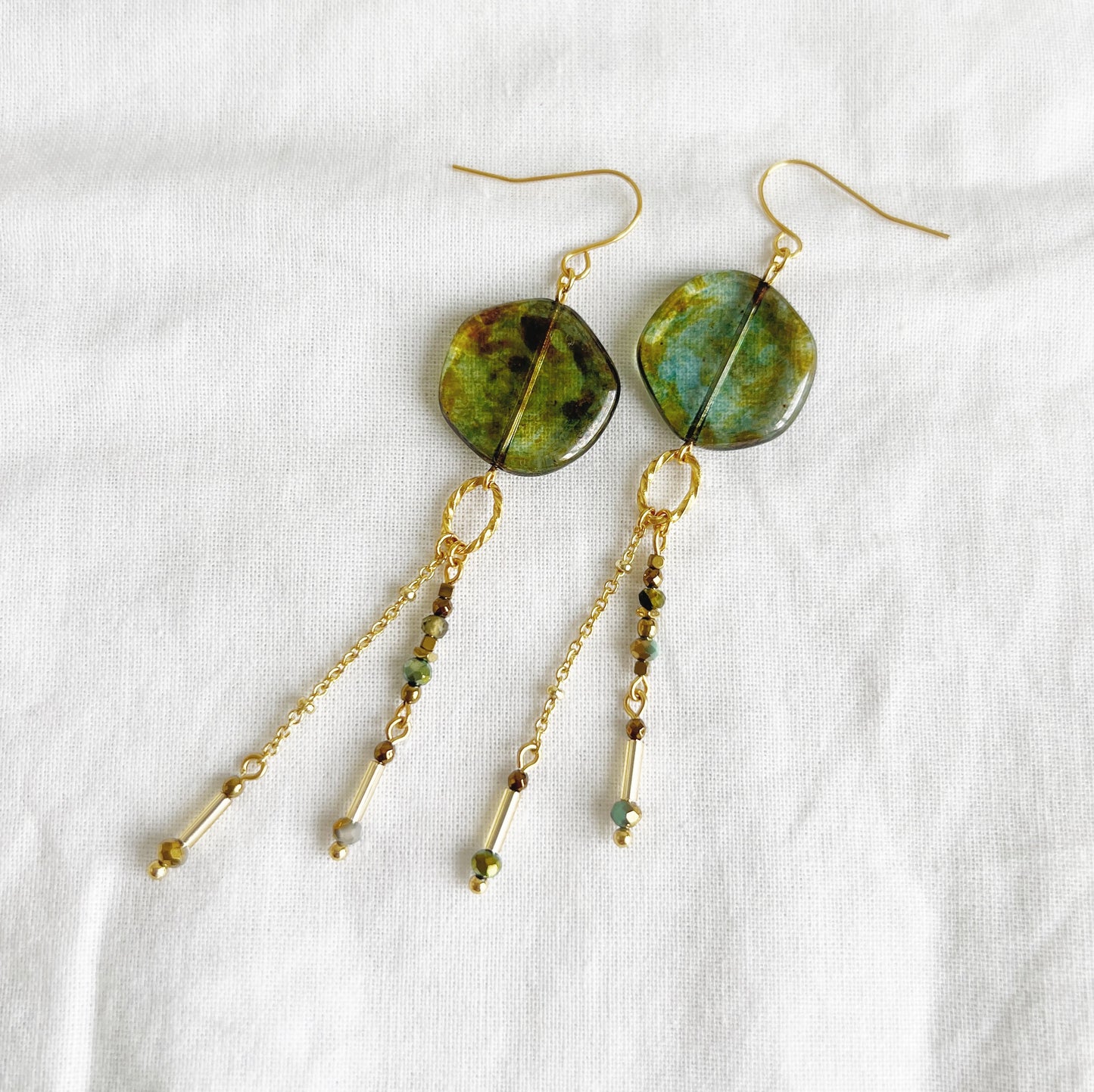Sunset glass earrings -green-