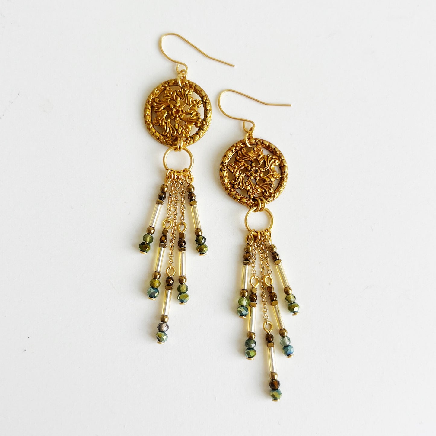 Cathedral earrings -forest green-