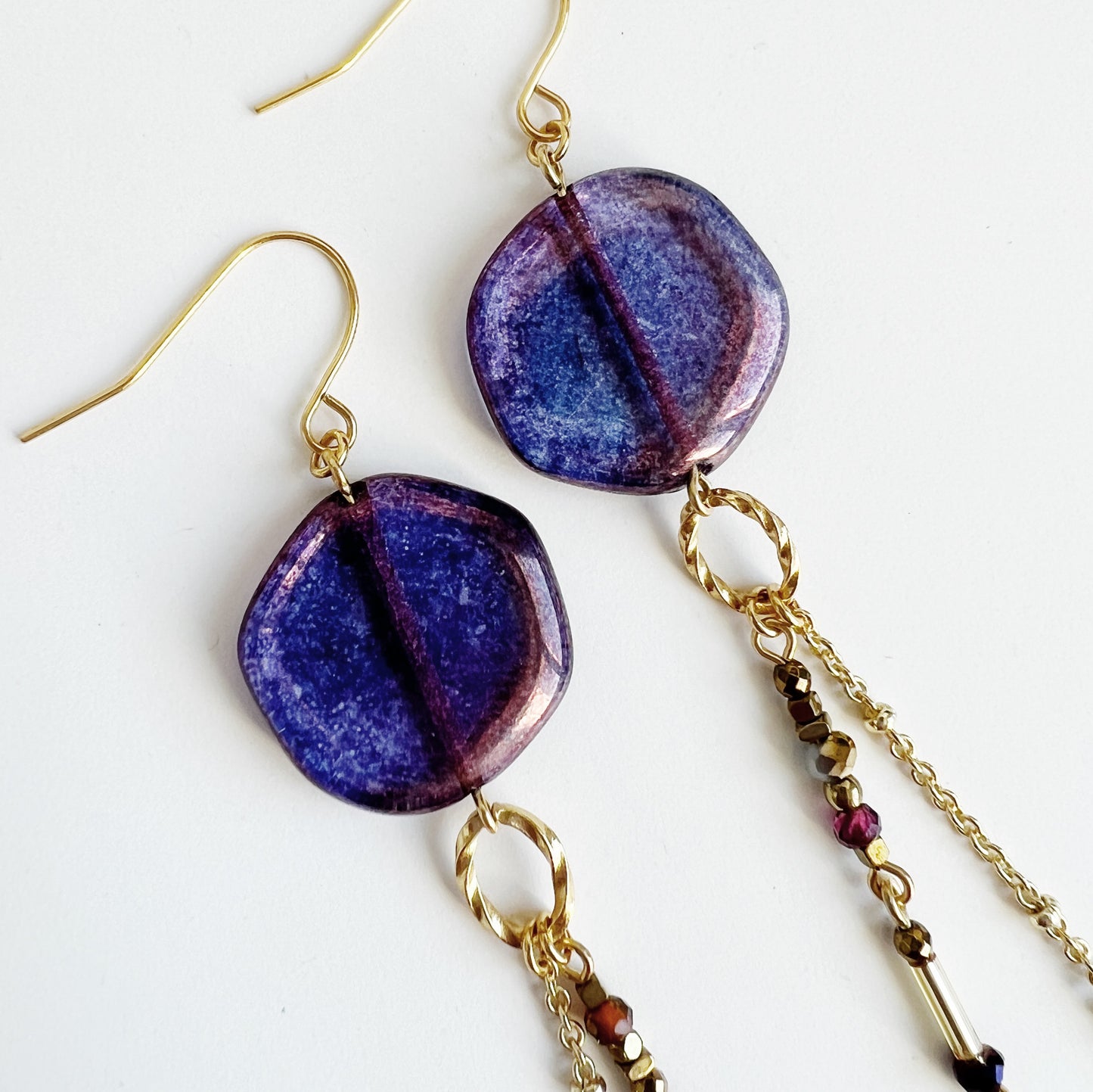 Sunset glass earrings -purple-