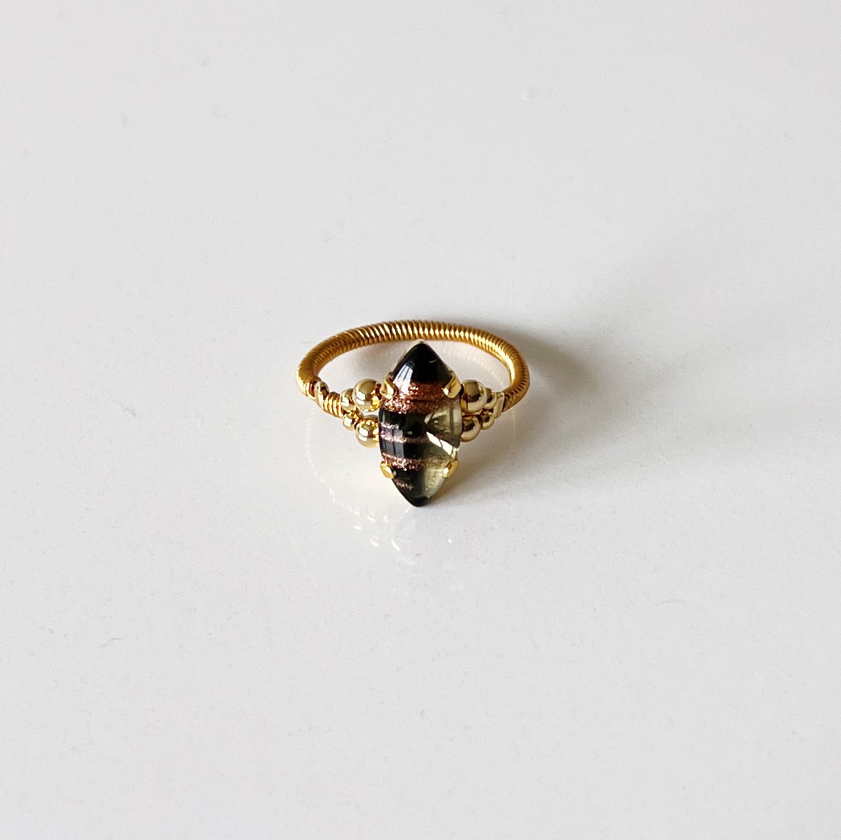 Cabochon ring -olive vert-