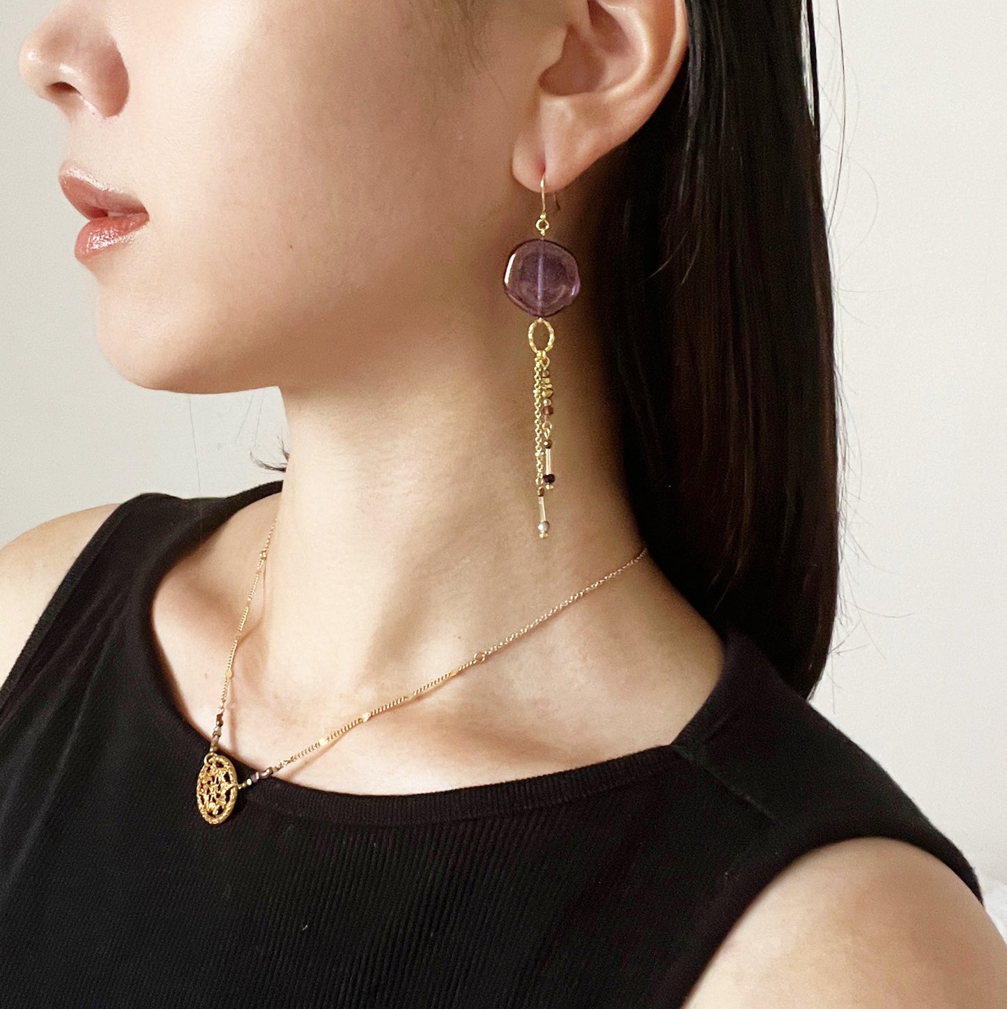 Sunset glass earrings -purple-
