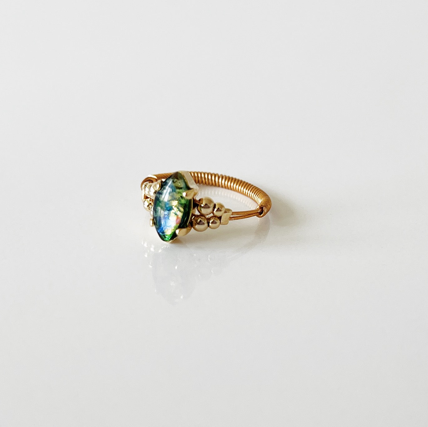 Cabochon ring -matcha vert-