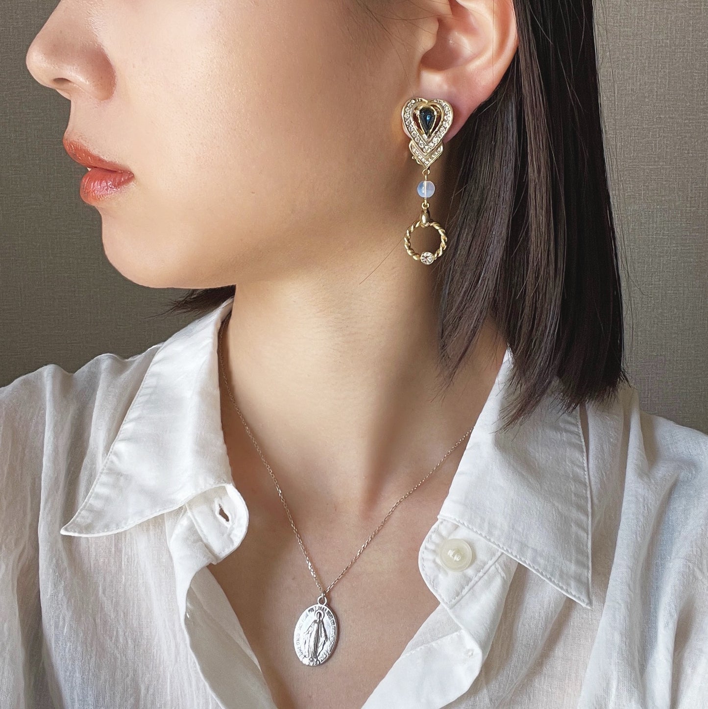 Blue heart earrings