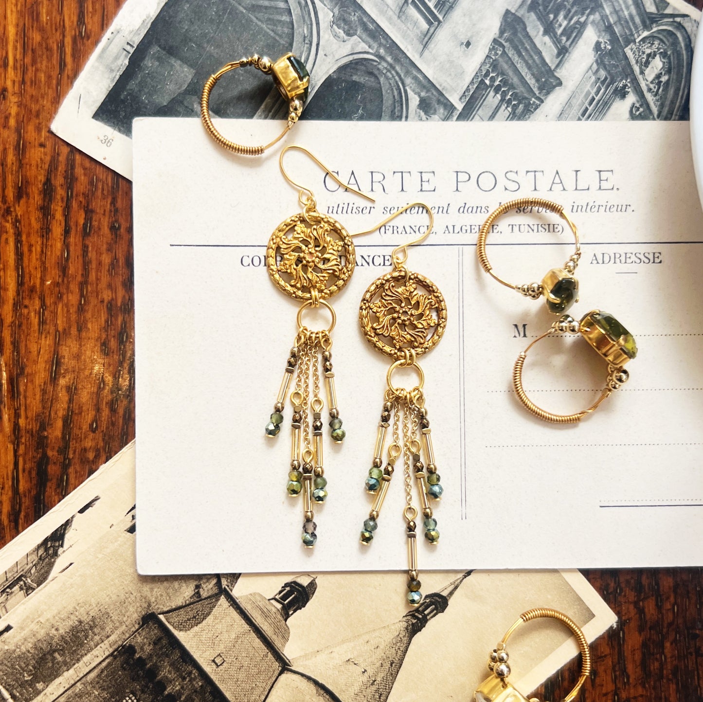 Cathedral earrings -forest green-