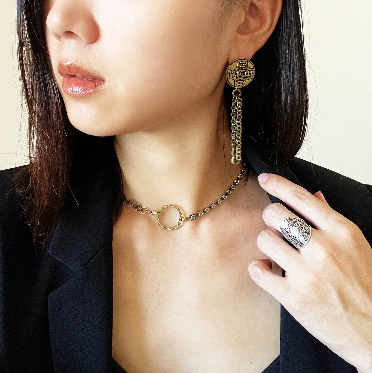 Chain stitch earrings