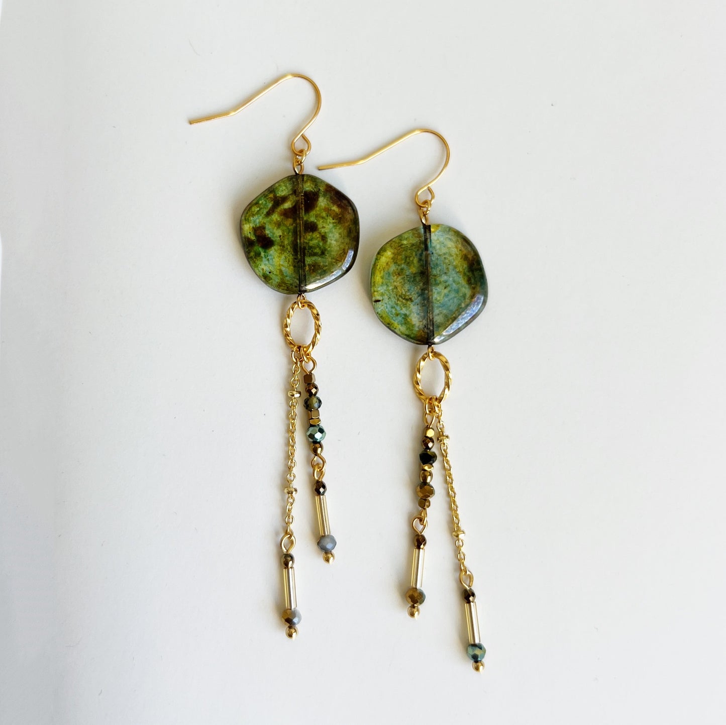 Sunset glass earrings -green-