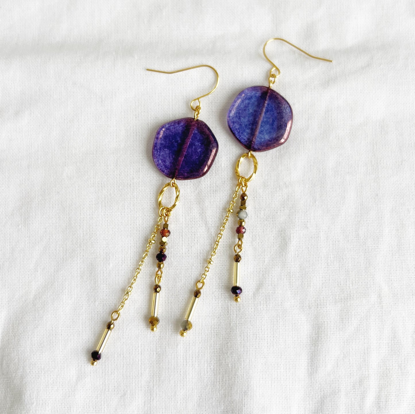 Sunset glass earrings -purple-