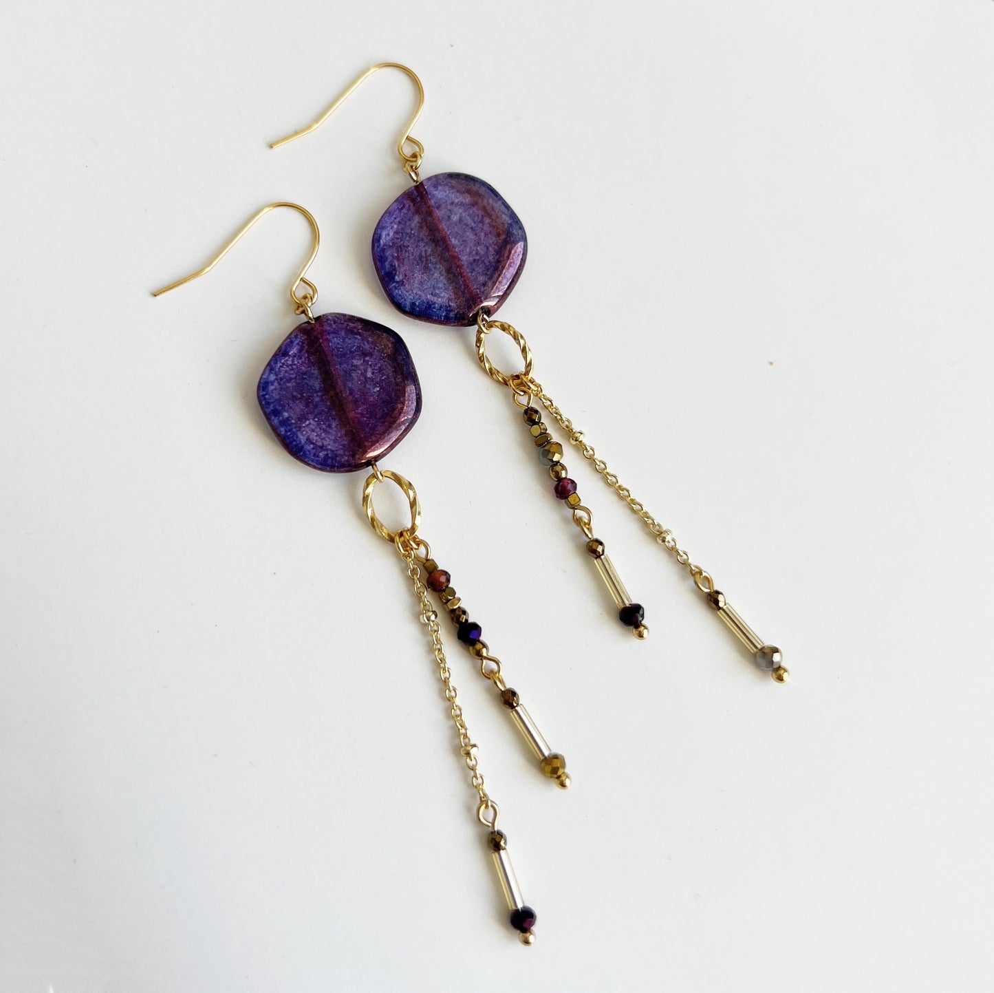 Sunset glass earrings -purple-