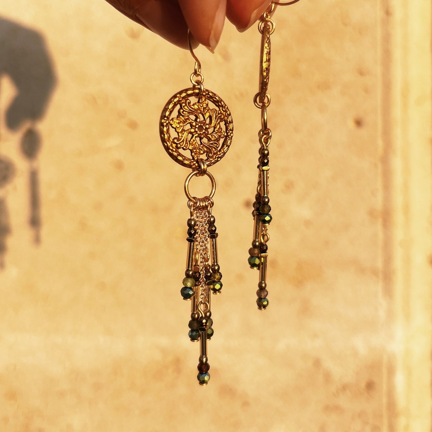 Cathedral earrings -forest green-