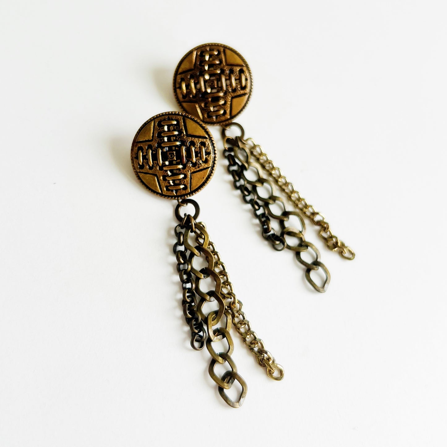 Chain stitch earrings