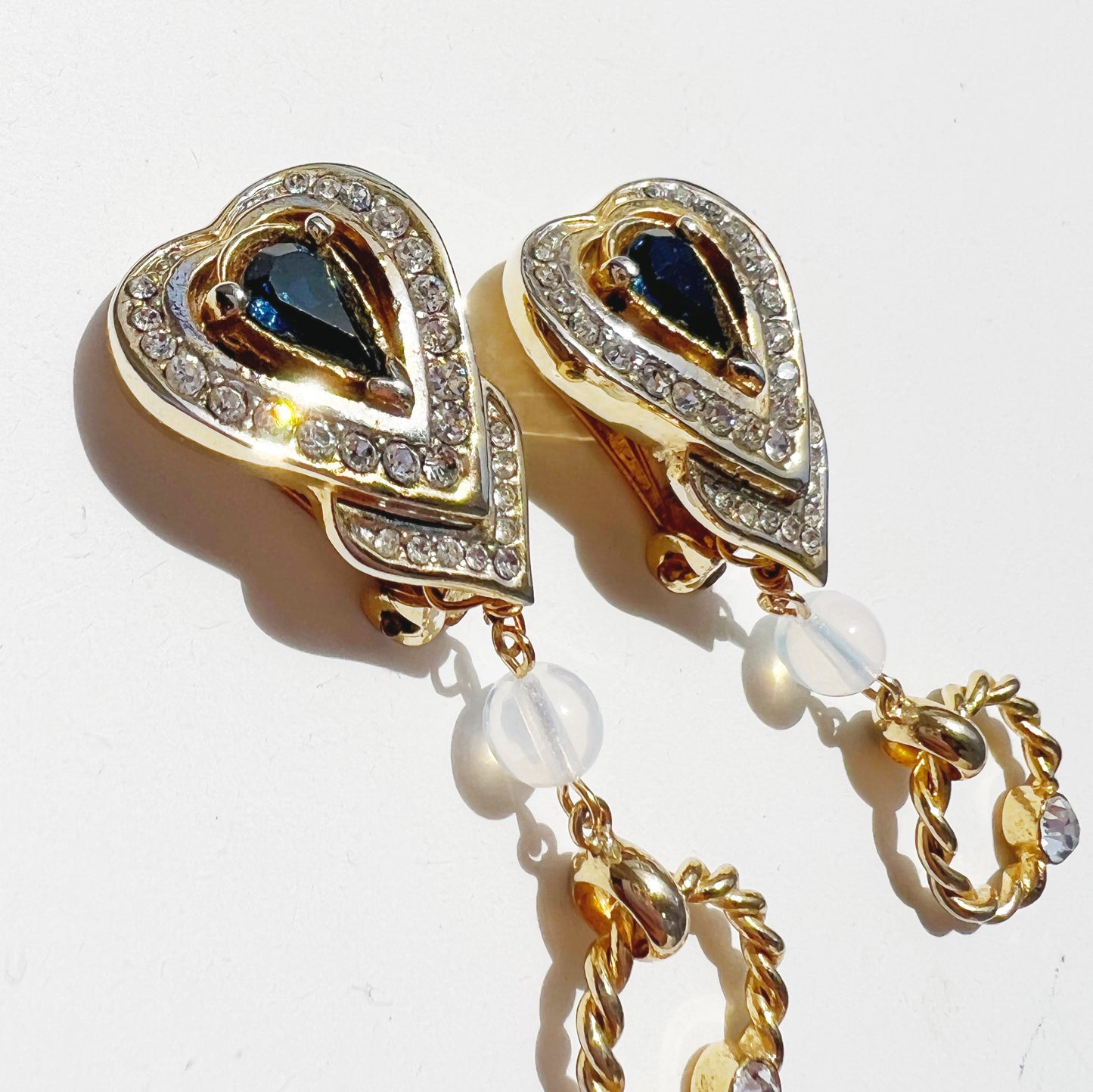 Blue heart earrings