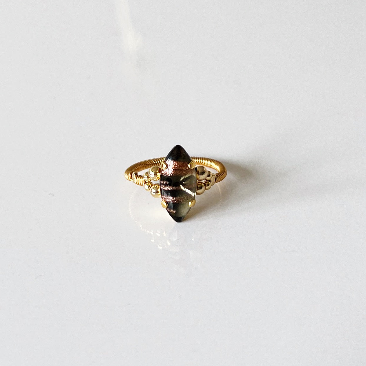 Cabochon ring -olive vert-