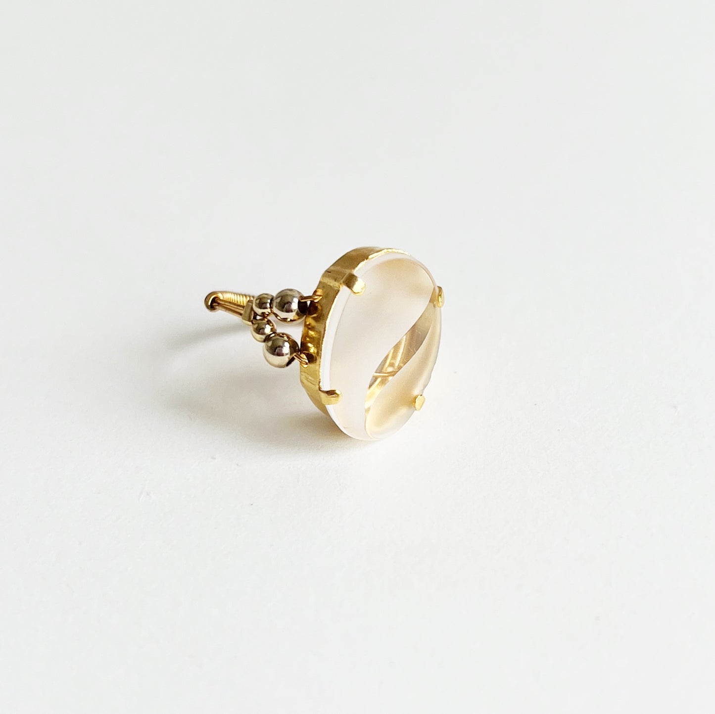 Cabochon ring -frosted curve glass-