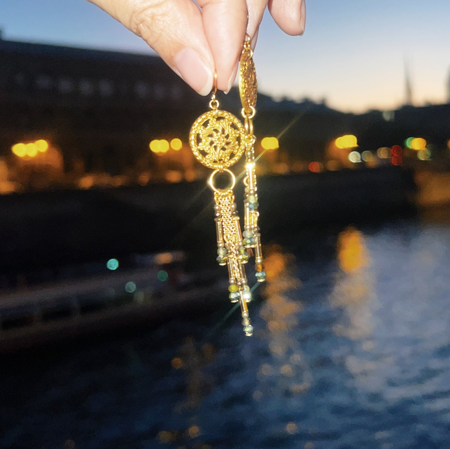 Cathedral earrings -forest green-