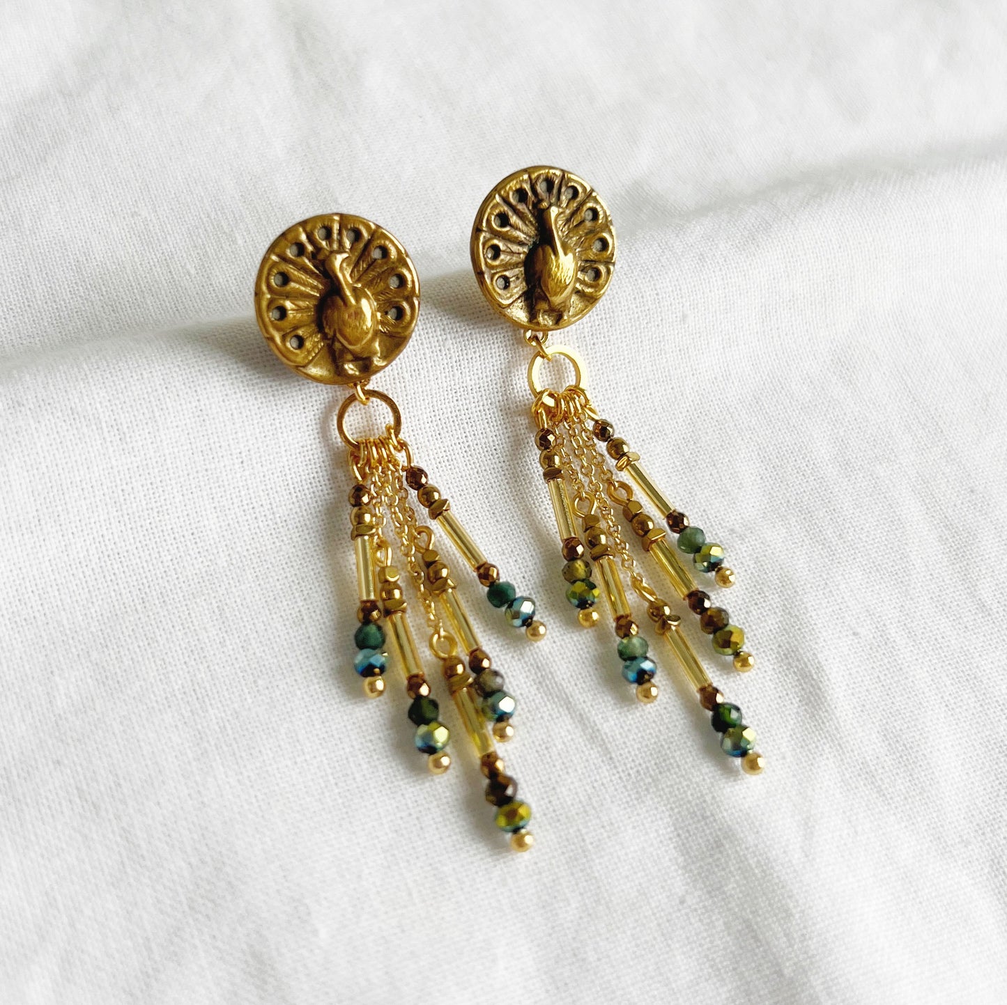 Cathedral earrings -peacock-