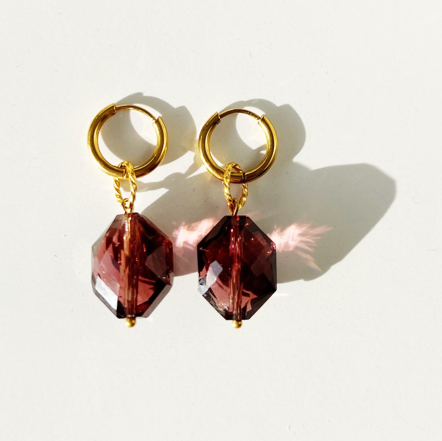 Boucles verre vintage -raisin-