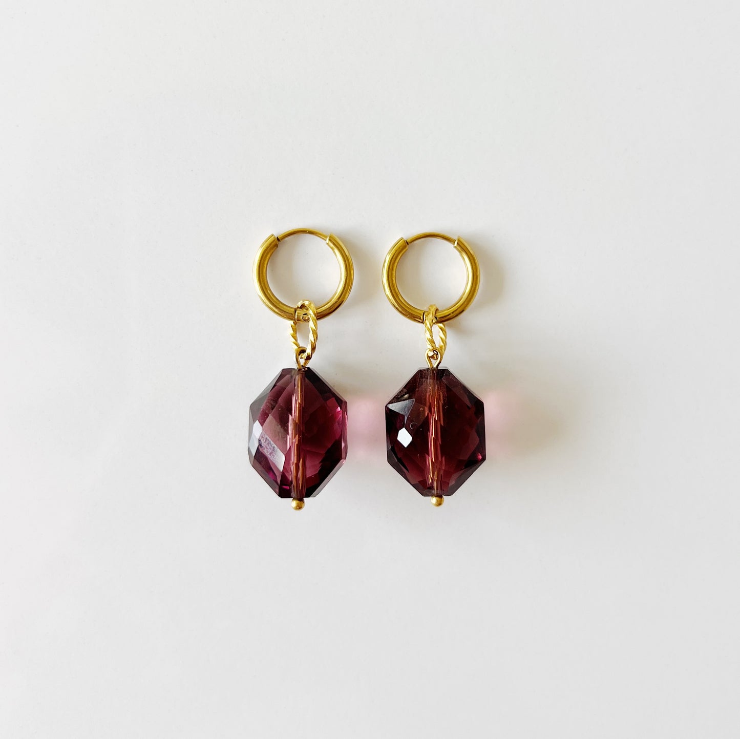 Boucles verre vintage -raisin-