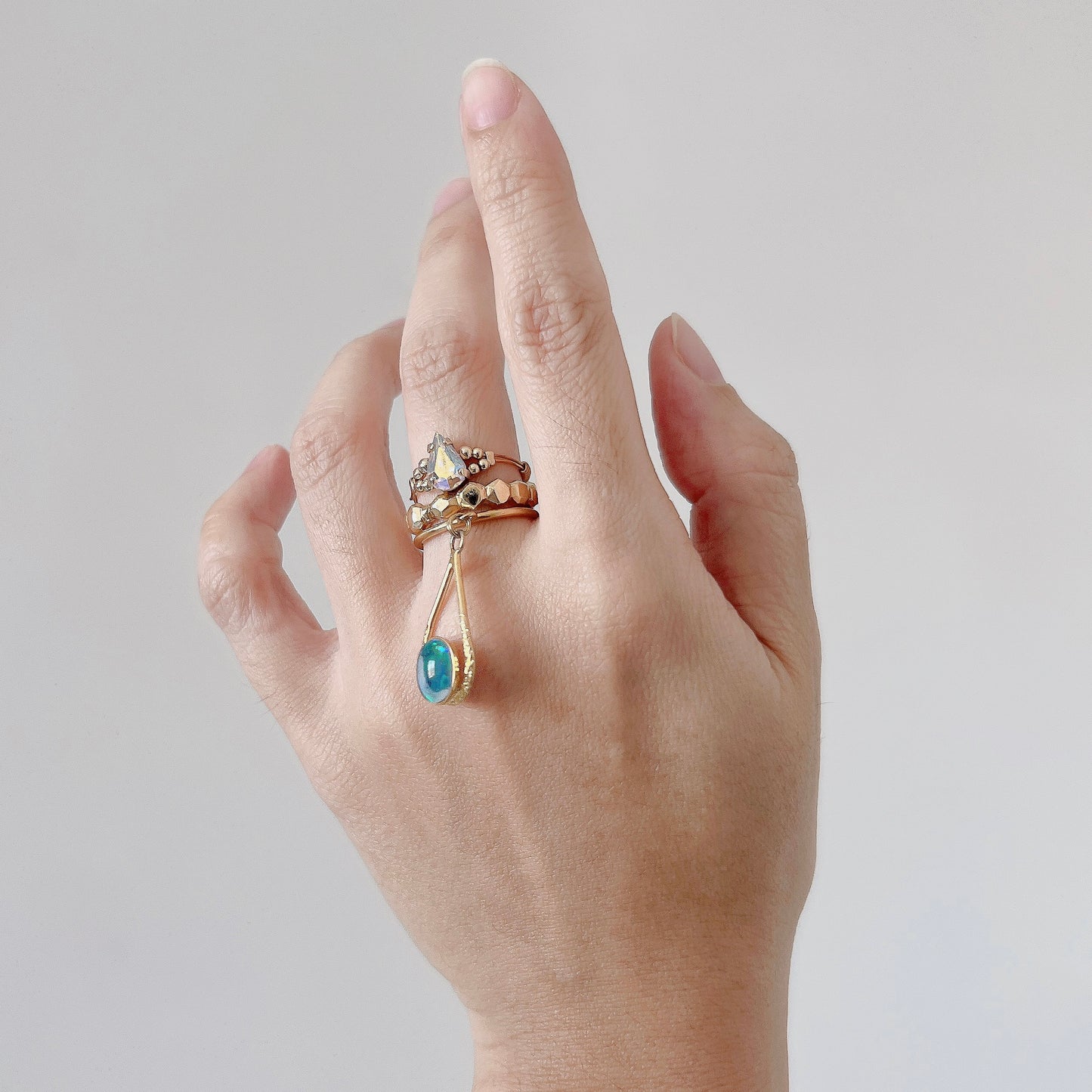 Drop ring -opal blue-