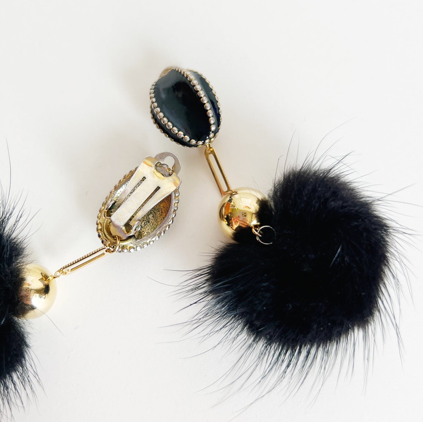 Black fur earrings -earrings type-