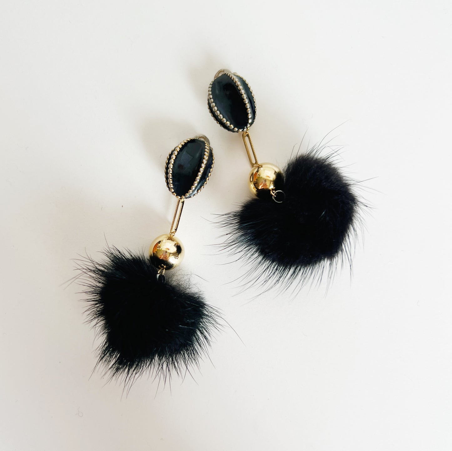 Black fur earrings -earrings type-