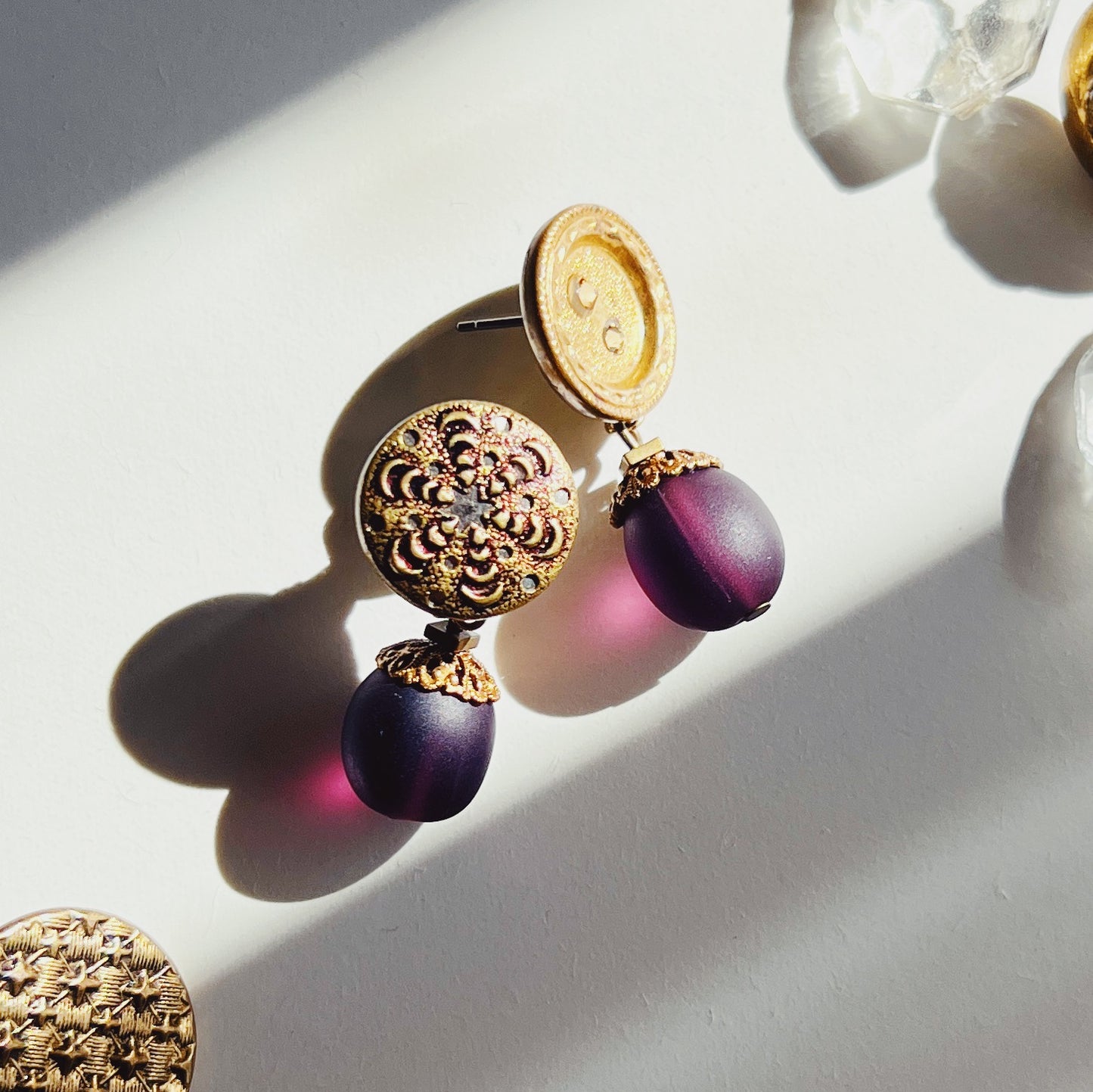 Vintage button earrings