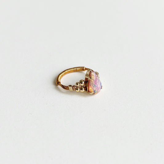 Cabochon ring -opal drop-