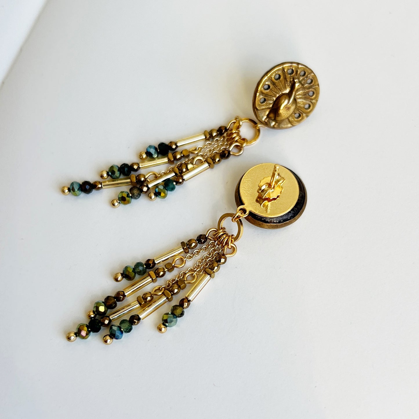 Cathedral earrings -peacock-