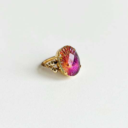 Cabochon ring -star flare pink-
