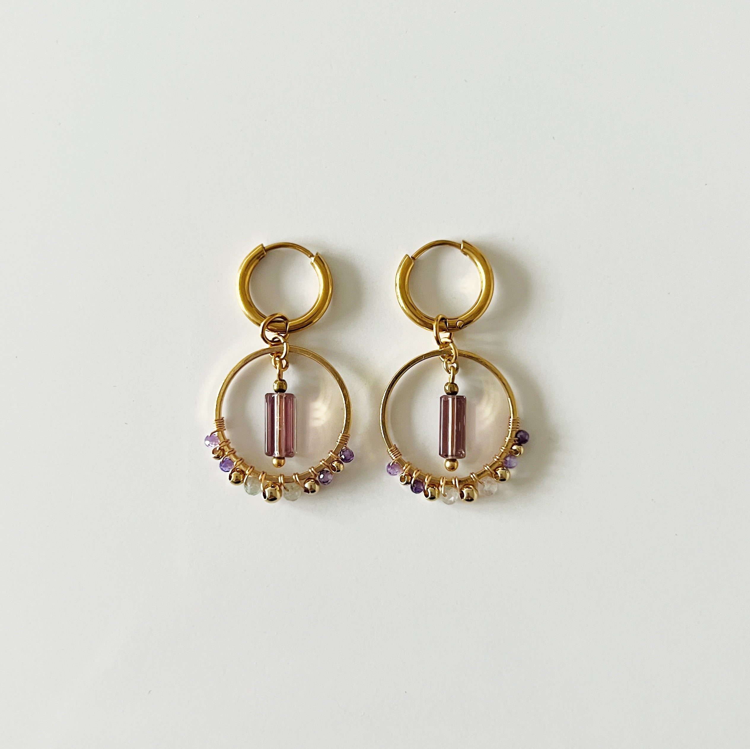 PROMO / Boucles d'oreilles Lune -Raisin-