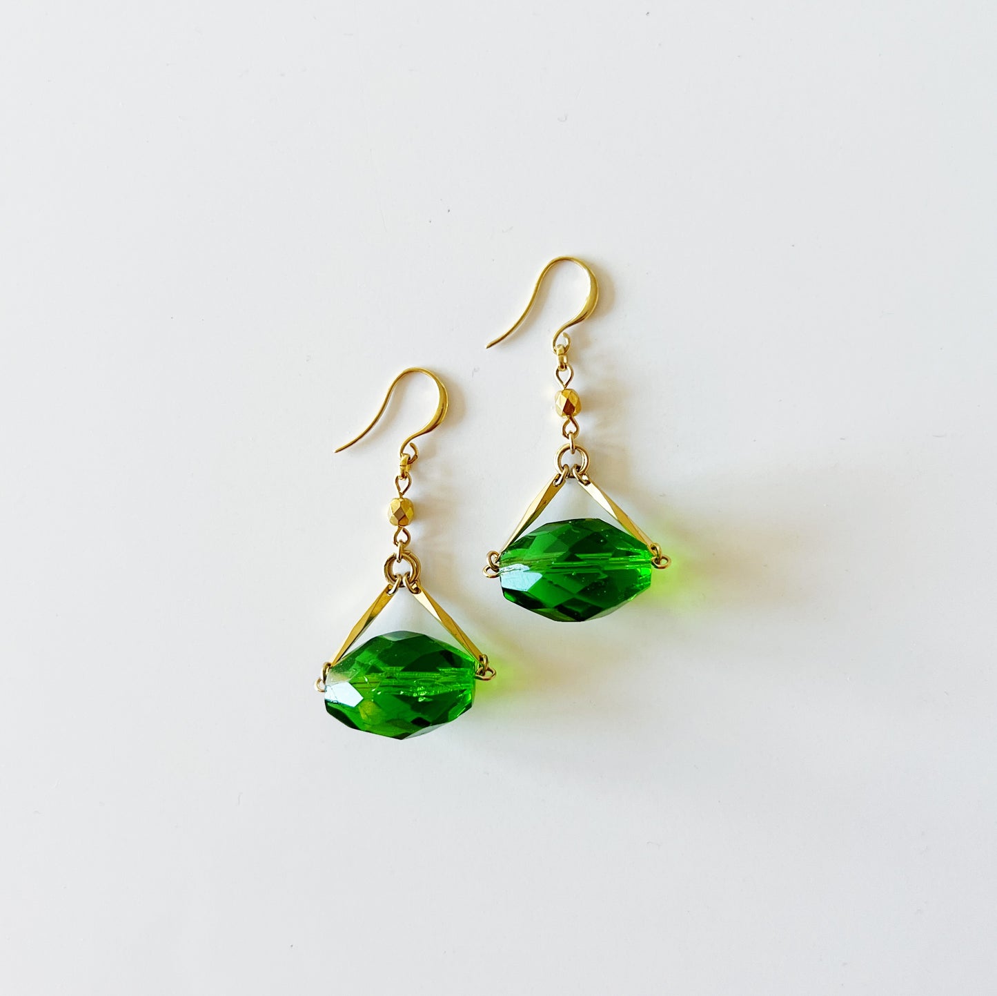 Green glass earrings