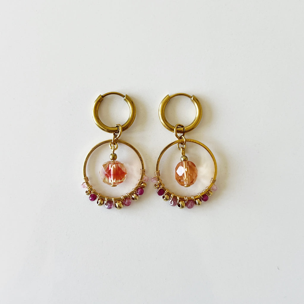 PROMO / Boucles d'oreilles Lune -Fraise-