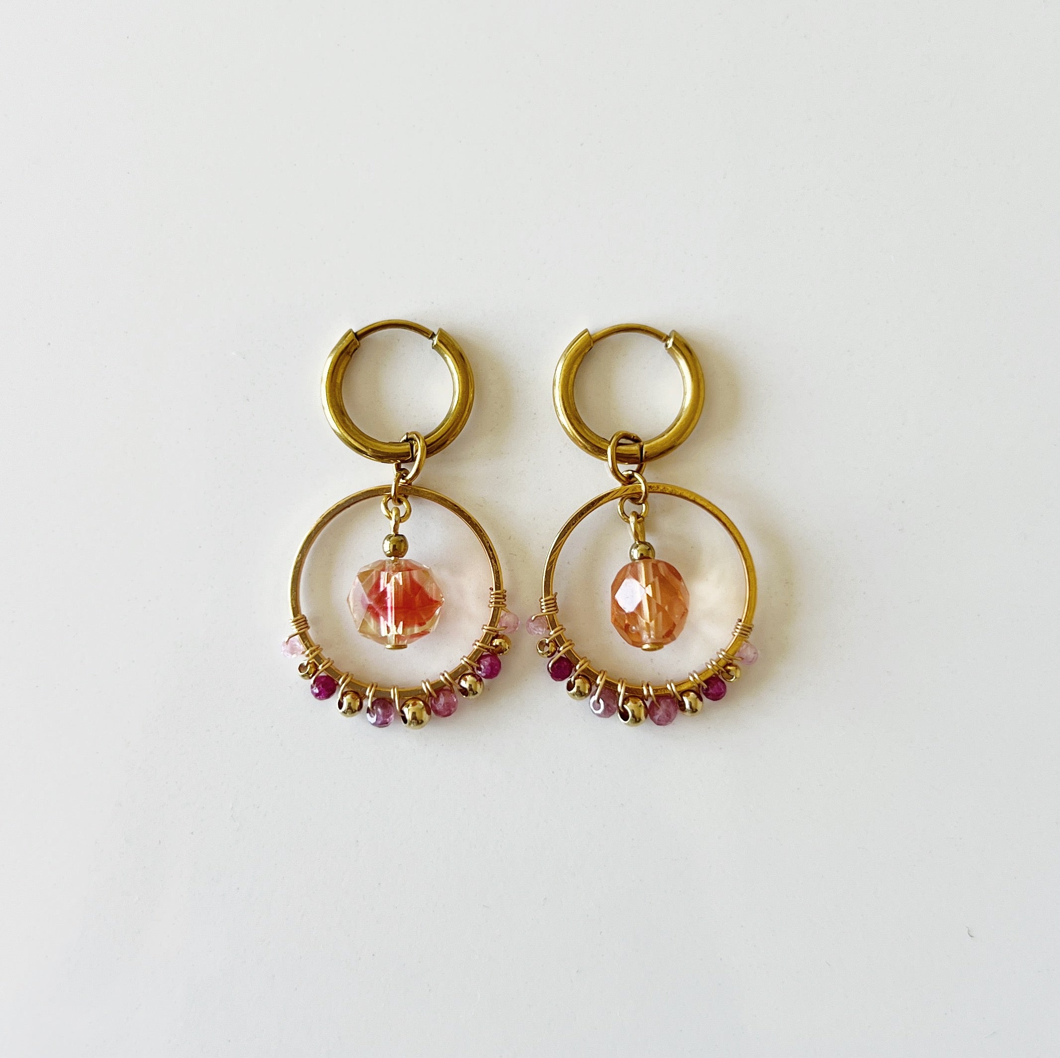 PROMO / Boucles d'oreilles Lune -Fraise-