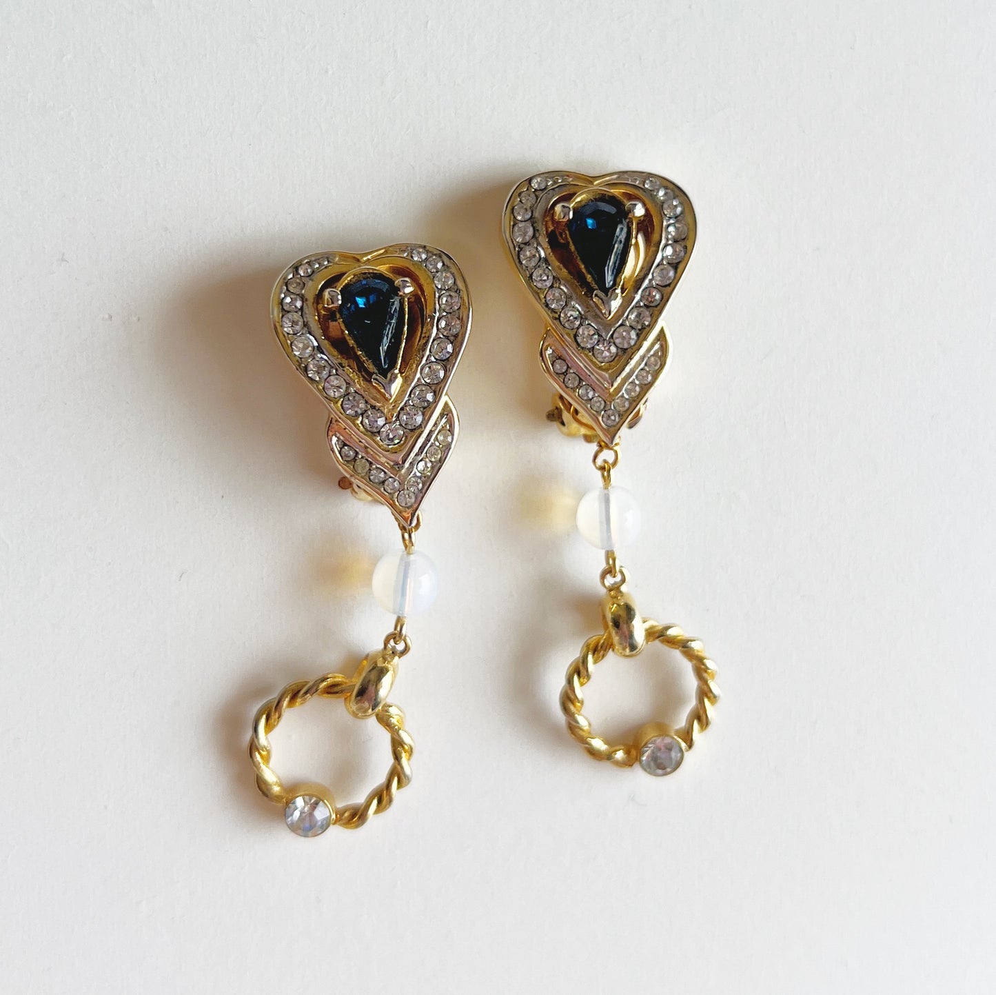 Blue heart earrings