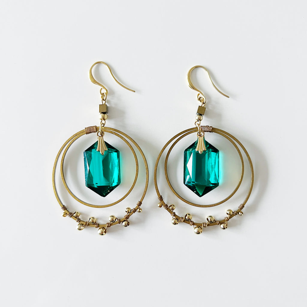 PROMO / Crescent earrings -emerald green-