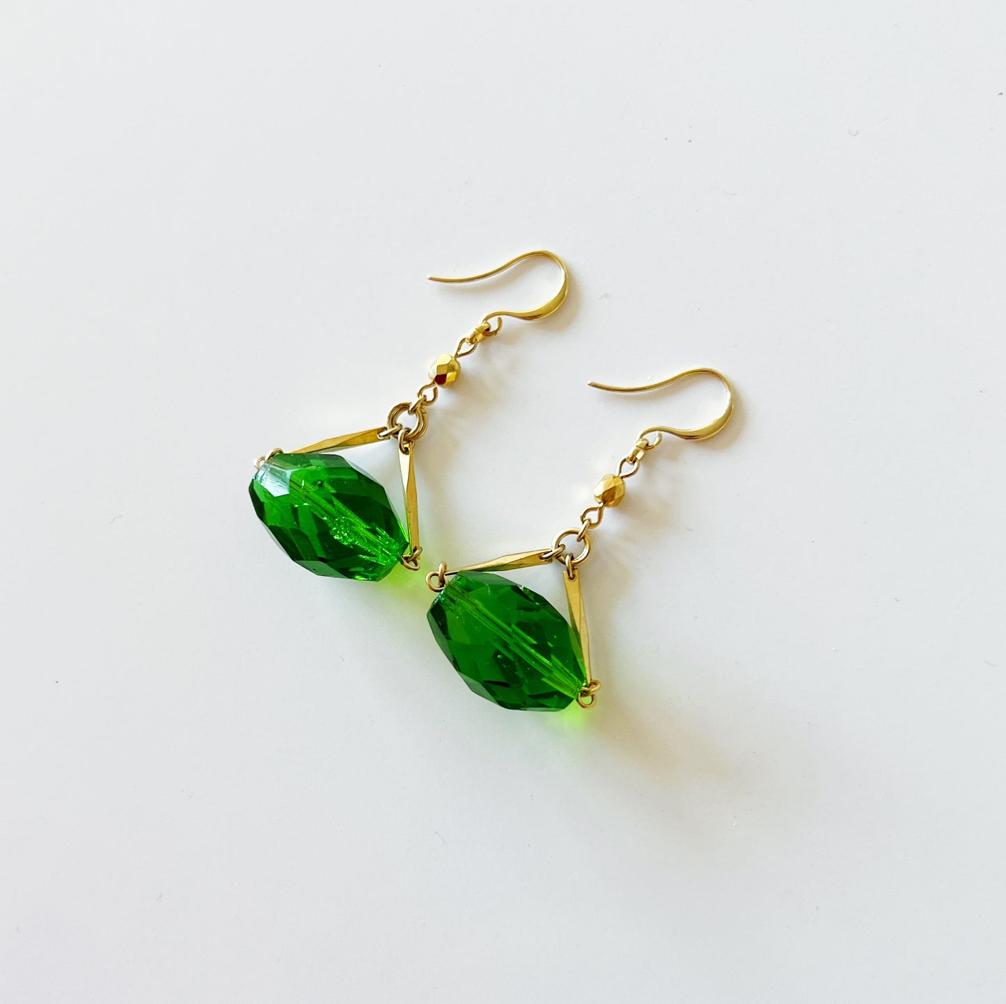 Green glass earrings