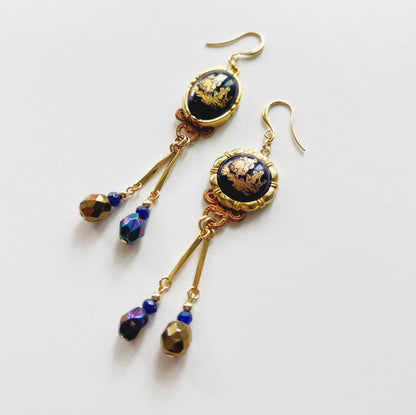 Gold frame earrings