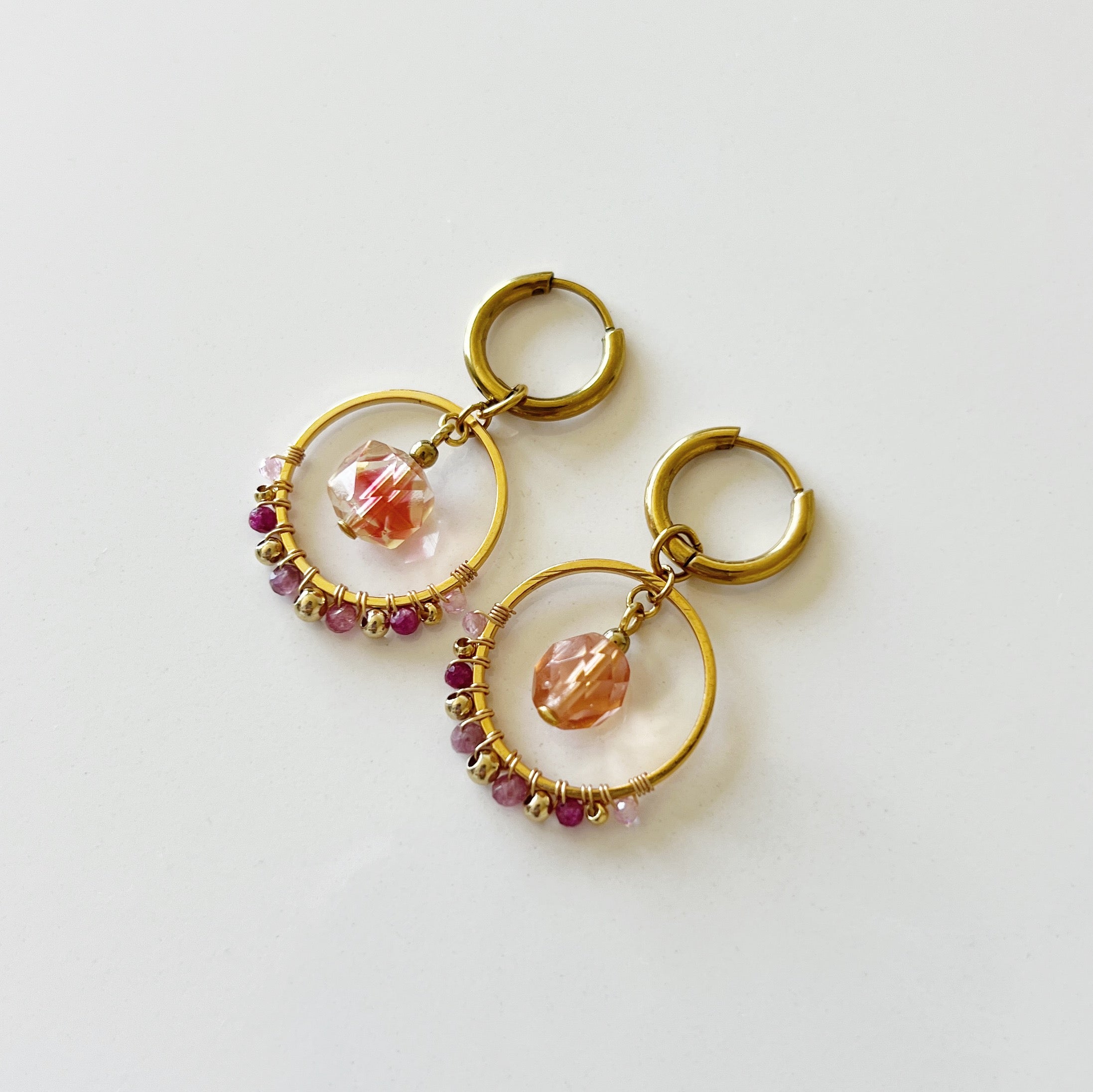 PROMO / Boucles d'oreilles Lune -Fraise-