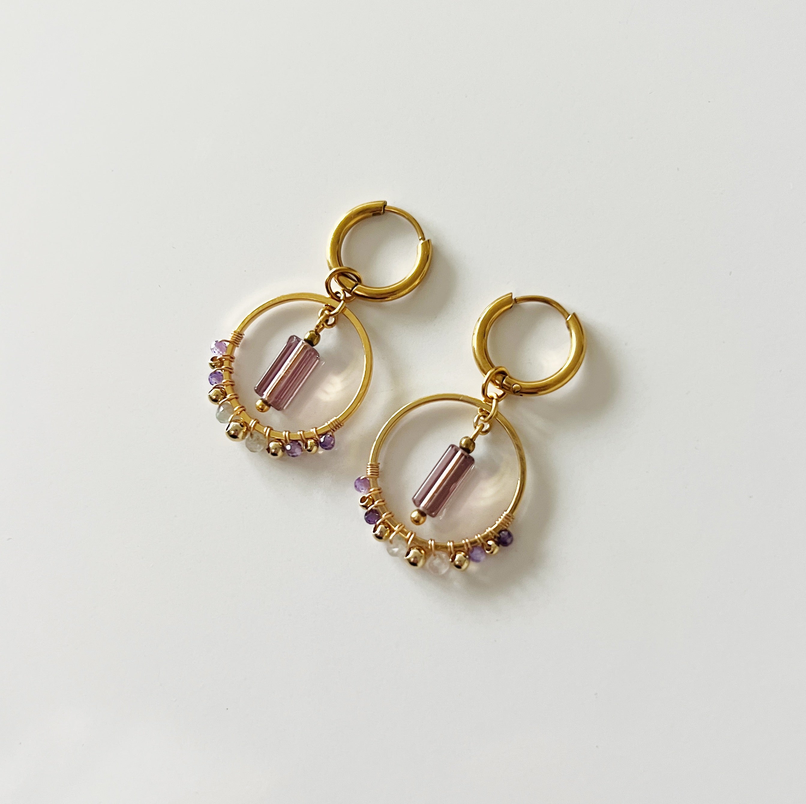 PROMO / Boucles d'oreilles Lune -Raisin-