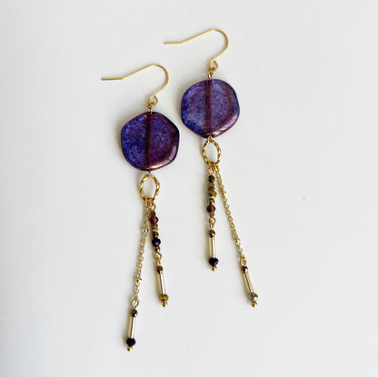 Sunset glass earrings -purple-