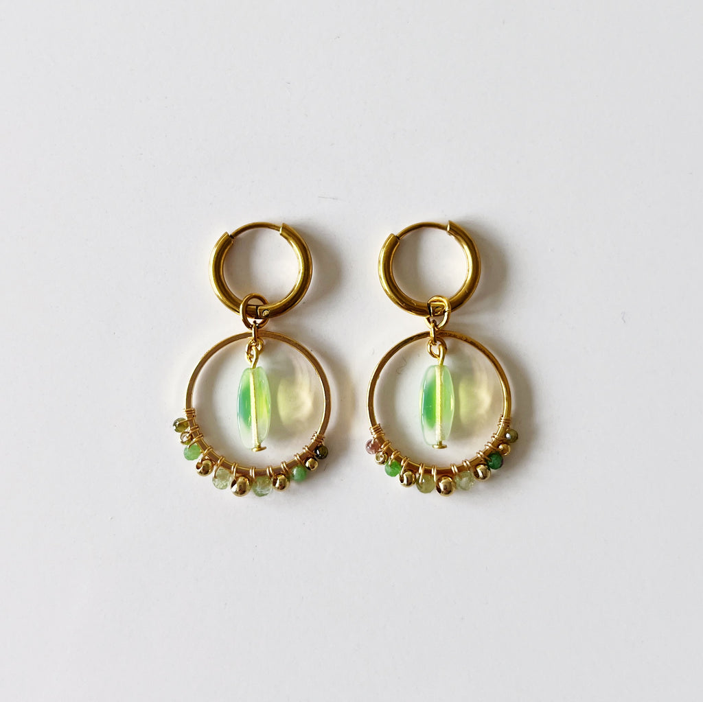 PROMO / Boucles d'oreilles Lune -Menthe-