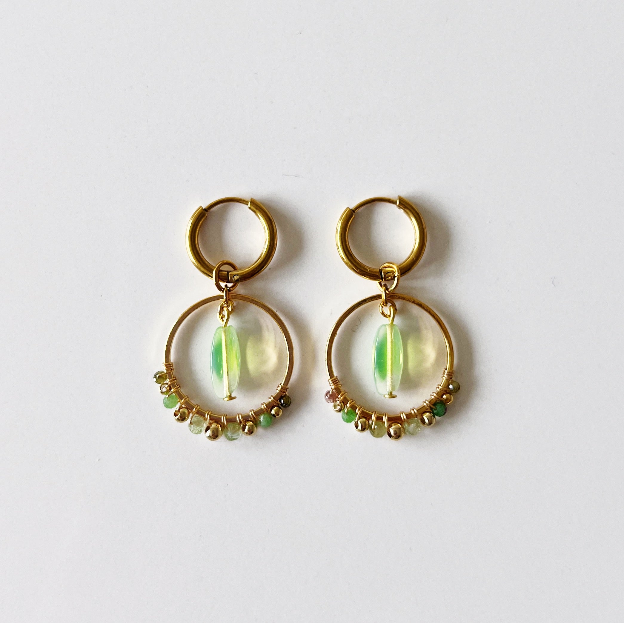 PROMO / Boucles d'oreilles Lune -Menthe-