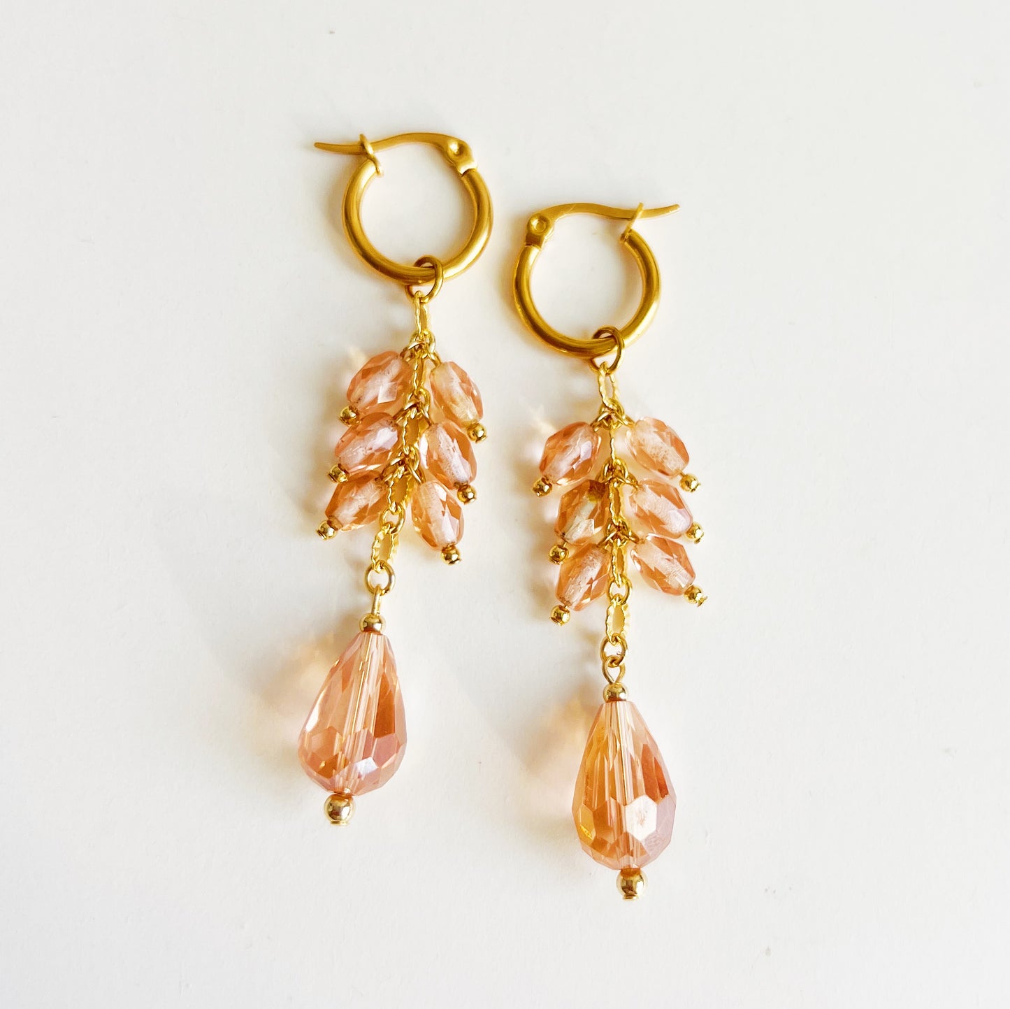 Peach glass earrings