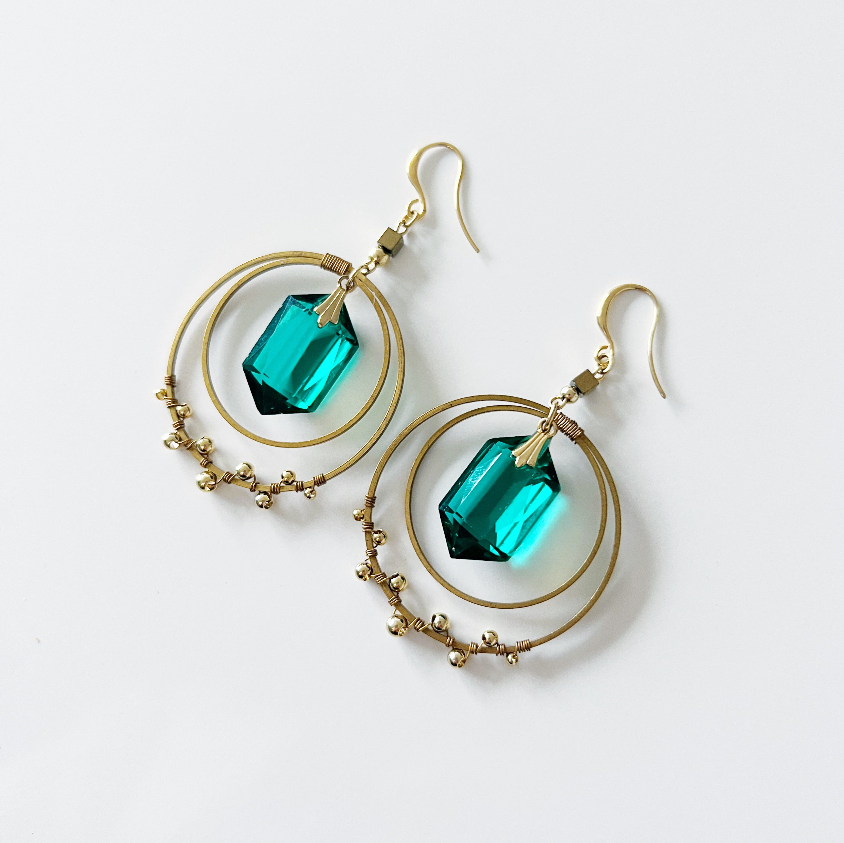 PROMO / Crescent earrings -emerald green-