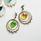 Crescent earrings -orange green-