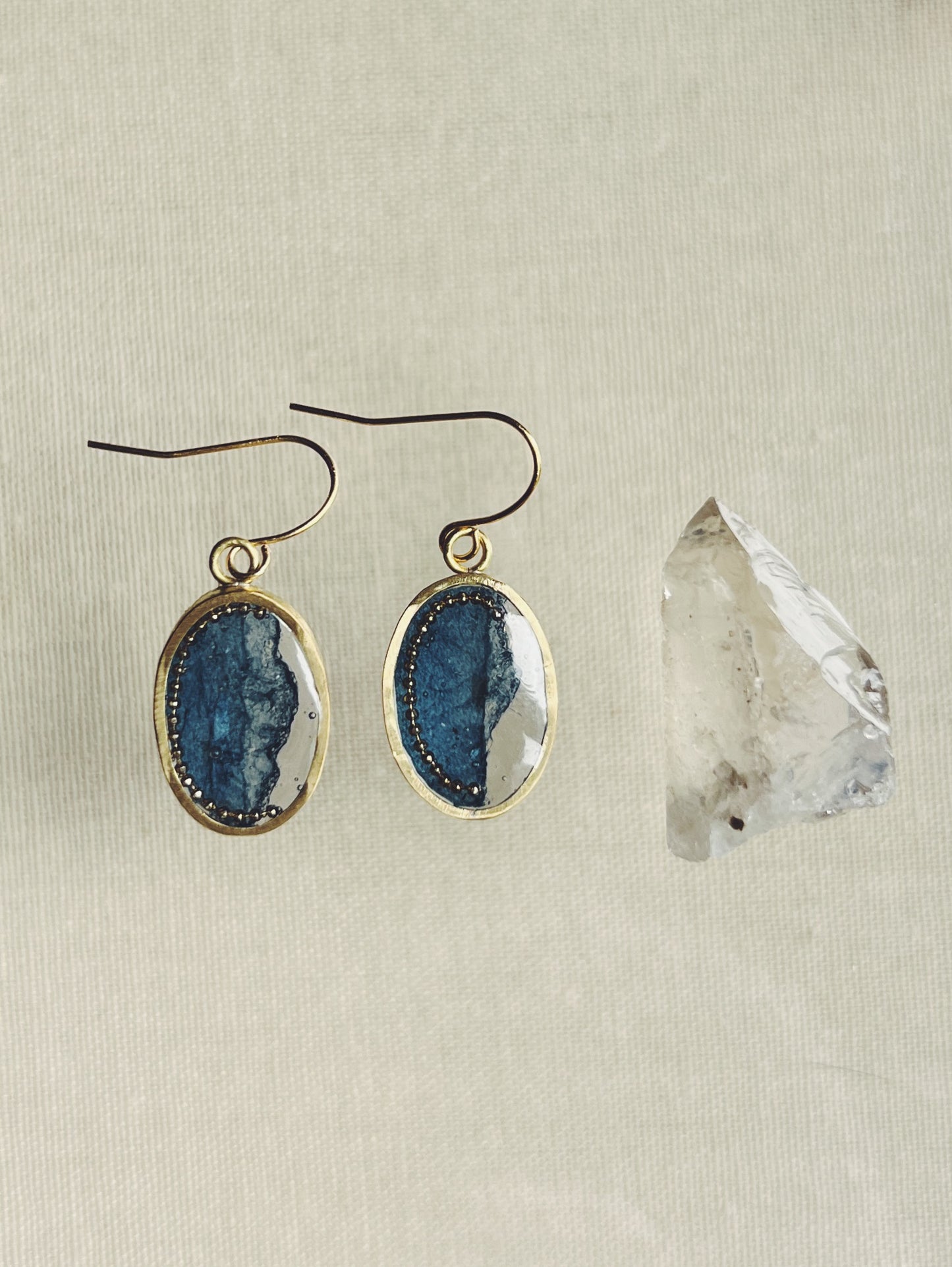 Boucles d'oreilles Washi / Bleu indigo